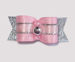 #1727 - 5/8" Dog Bow - Princess Divine, Pink with Silver