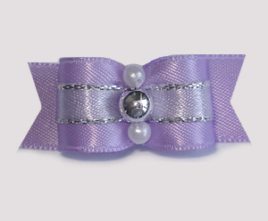 #1733 - 5/8" Dog Bow - Gorgeous Lavender Satin with Silver