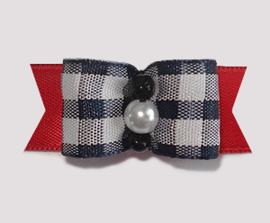 #1753 - 5/8" Dog Bow - Adorable Black & White Check with Red