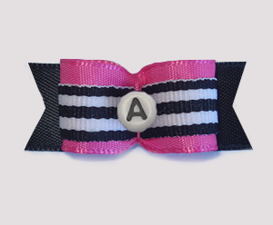 #1777 - 5/8" Custom - Hot Pink, B&W Stripe - Choose Your Letter