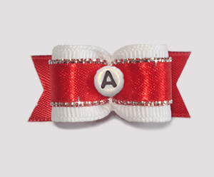 #1784 - 5/8" Dog Bow - Custom - Fancy Red - Choose Your Letter