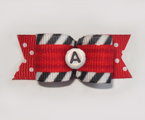#1787 - 5/8" Dog Bow- Custom - Punky Stripe - Choose Your Letter