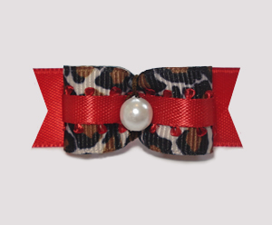 #1804 - 5/8" Dog Bow - Dramatic Red Leopard Mania, Faux Pearl