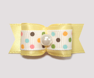 #1829 - 5/8" Dog Bow - Ice Cream Dots, Baby Yellow, Pearl