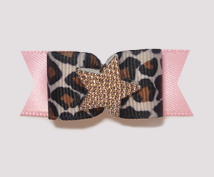 #1848 - 5/8" Dog Bow - Star Diva, Leopard, Soft Pink, Gold Star