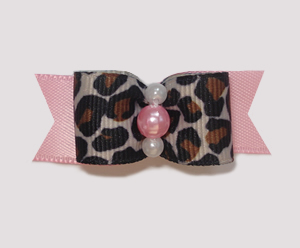 #1850 - 5/8" Dog Bow - Sweet Leopard with Soft Pink Satin