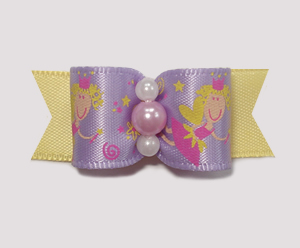 #1858 - 5/8" Dog Bow- Sweet Fairy Princess, Lavender/Baby Yellow