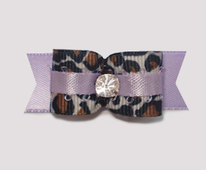 #1897 - 5/8" Dog Bow - Sweet Leopard & Lavender, Rhinestone