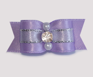 #1912 - 5/8" Dog Bow - Gorgeous Lavender with Silver, Rhinestone