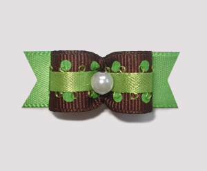 #1944 - 5/8" Dog Bow - Yummy Chocolate & Lime, Brown on Green