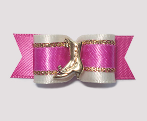 #1955 - 5/8" Dog Bow - Little Shoe Diva, Cream/Pink/Gold