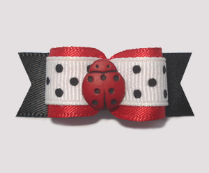 #1956 - 5/8" Dog Bow - Sweet Li'l Ladybug Dots, Red/White/Black