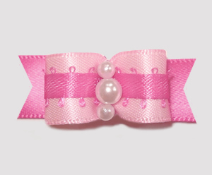 #1968 - 5/8" Dog Bow - Pretty in Pink, Faux Pearls