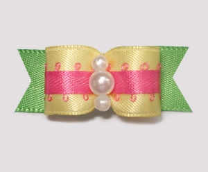 #1977 - 5/8" Dog Bow - Summery Brights, Yellow, Hot Pink & Green