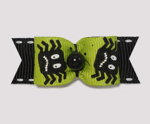 #1996 - 5/8" Dog Bow - Spooky Spiders, Black & Green