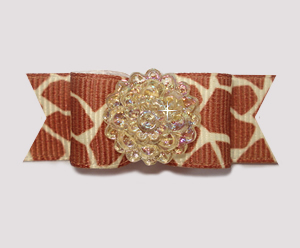 #2002 - 5/8" Dog Bow - Exotic Giraffe Print with Bling!