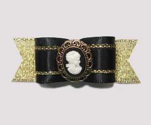 #2015 - 5/8" Dog Bow - Elegant Victorian Cameo on Gold