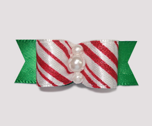 #2032 - 5/8" Dog Bow - Candy Cane Delight with Green