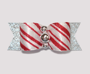 #2036 - 5/8" Dog Bow - Candy Cane Delight with Silver