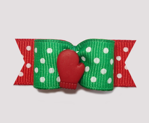 #2049 - 5/8" Dog Bow - Let It Snow!, Red Mitten