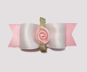#2058 - 5/8" Dog Bow - Simple Sweet White & Baby Pink, Rosette