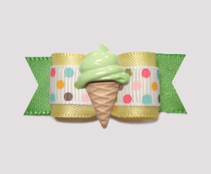 #2082 - 5/8" Dog Bow - Sweet Baby Yellow, Mint Ice Cream Cone