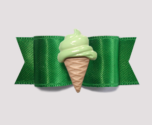 #2084 - 5/8" Dog Bow - Deep Green Satin, Mint Ice Cream Cone