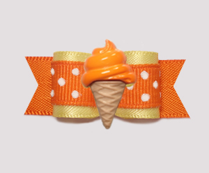 #2086 - 5/8" Dog Bow - Baby Yellow/Orange, Orange Ice Cream Cone