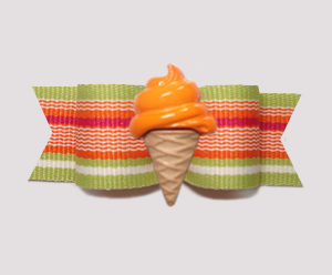 #2087 - 5/8" Dog Bow - Citrus Stripes, Orange Ice Cream Cone