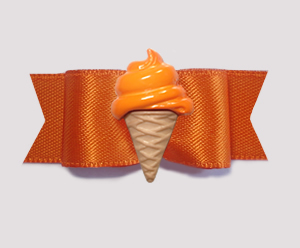 #2088 - 5/8" Dog Bow - Vibrant Orange Satin, Orange Ice Cream