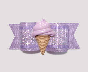 #2090 - 5/8" Dog Bow - Lavender Shimmer, Grape Ice Cream Cone