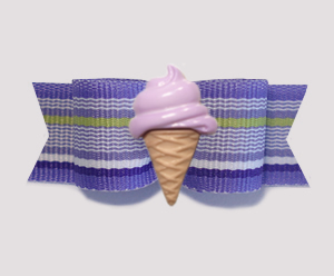 #2091 - 5/8" Dog Bow - Purple Stripes, Grape Ice Cream Cone