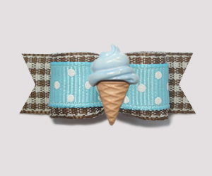 #2094 - 5/8" Dog Bow - Spring Picnic, Blue Ice Cream Cone