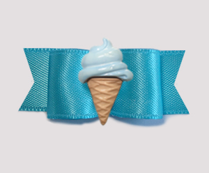 #2096 - 5/8" Dog Bow - Electric Blue Satin, Blue Ice Cream Cone