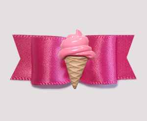#2100 - 5/8" Dog Bow - Hot Pink Satin, Pink Ice Cream Cone