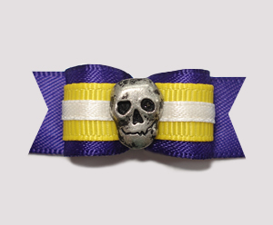 #2133 - 5/8" Dog Bow - Unique Skull, Purple & Yellow