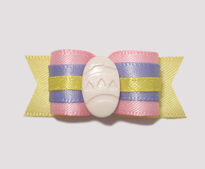 #2148 - 5/8" Dog Bow - Sweet Pastel Satins with Easter Egg