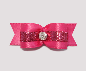 #2155 - 5/8" Dog Bow - Beautiful Hot Pink Satin with Sparkle