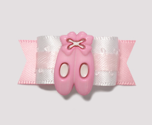 #2166 - 5/8" Dog Bow - Ballet Slippers, Soft Pink & White