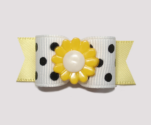 #2207 - 5/8" Dog Bow - Adorable Black & White with Yellow Flower
