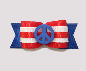 #2208 - 5/8" Dog Bow - Red, White & Blue, Peace
