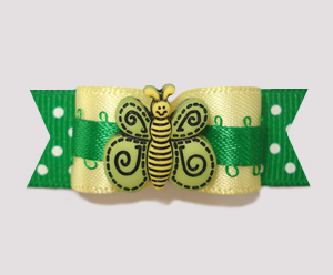 #2243 - 5/8" Dog Bow - Sweet Butterfly, Baby Yellow/Summer Green