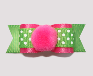 #2260 - 5/8" Dog Bow- Pink, Summer Green, Cute Dots, Pom Pom