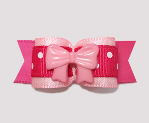 #2266 - 5/8" Dog Bow - Pink on Pink, Dots, Little Sweetheart Bow