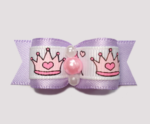 #2281 - 5/8" Dog Bow - Sweet Little Princess, Crowns, Lavender