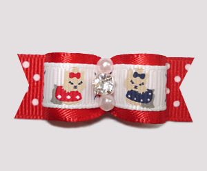 #2312 - 5/8" Dog Bow - Darling Little Yorkies on Red Dots