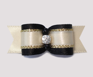 #2343 - 5/8" Dog Bow - Gorgeous Tuxedo, Cream/Black/Gold