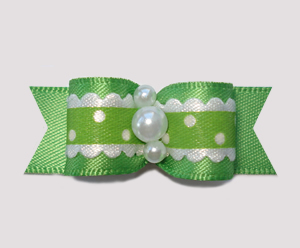 #2369 - 5/8" Dog Bow - Country Cottage Ruffle, Summer Green