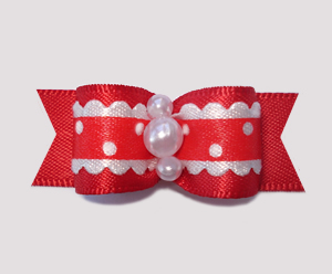 #2372 - 5/8" Dog Bow - Country Cottage Ruffle, Red