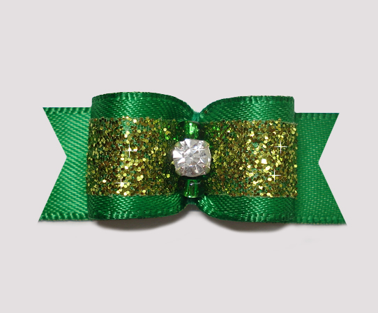 #2379 - 5/8" Dog Bow - Gorgeous Green Sparkle with Rhinestone